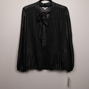 Nanette Lepore black metallic pleated blouse-L